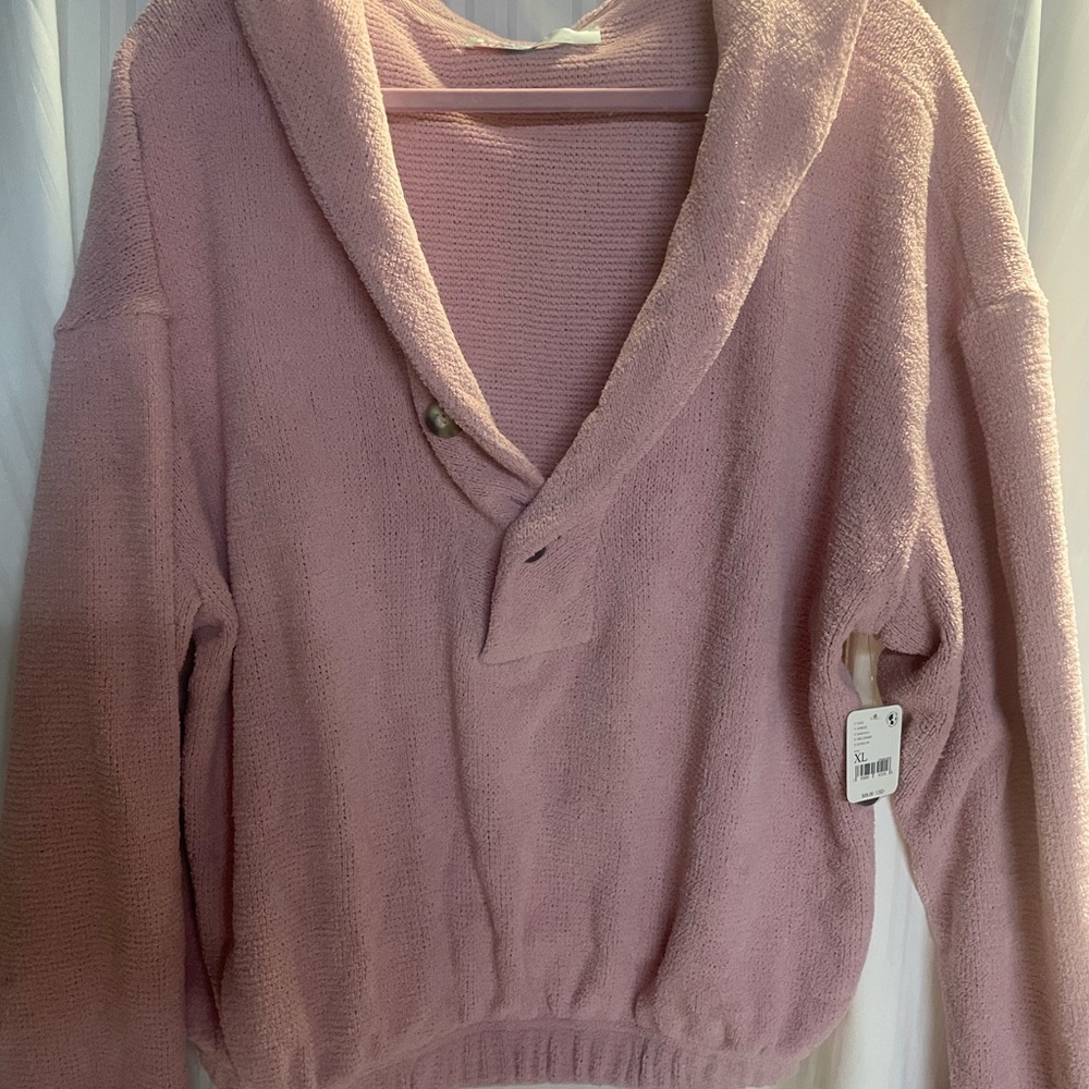 Free People Beach Terry Shaw collar top xl